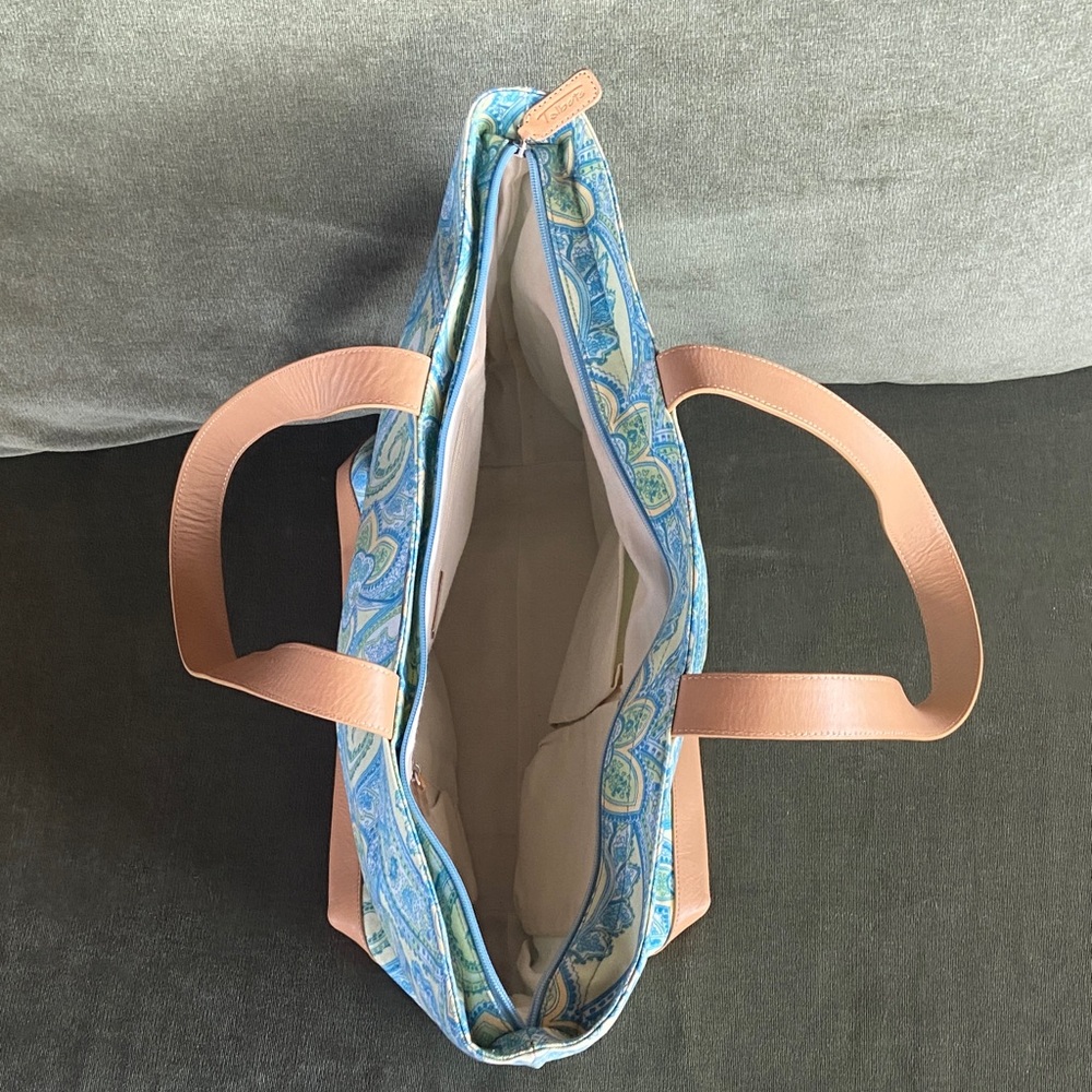 Talbots Paisley Tote with Tan Accents - Picture 2 of 3